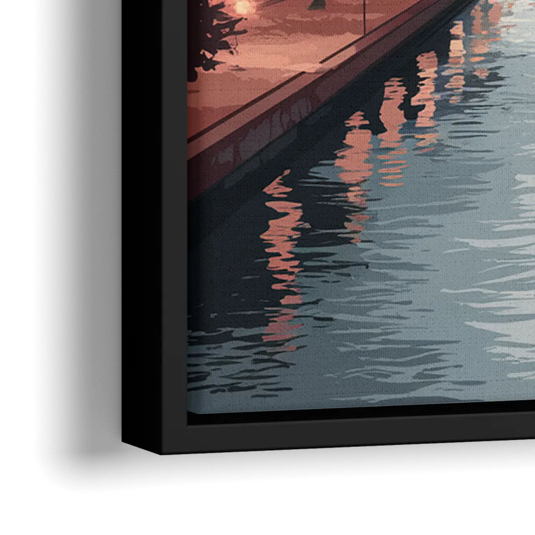 Philadelphia Skyline in Fog - Close-Up Black Frame Canvas