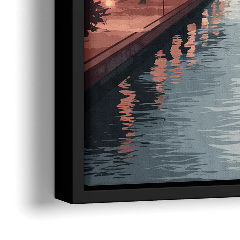 Philadelphia Skyline in Fog - Close-Up Black Frame Canvas