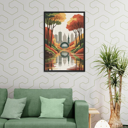 Montreal Autumn Foliage - Living Room Black Frame Canvas