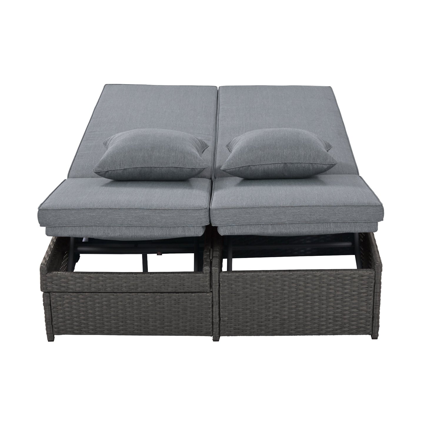 Luxurious Double Outdoor Daybed – Rattan Wicker with Reclining Patio Chairs