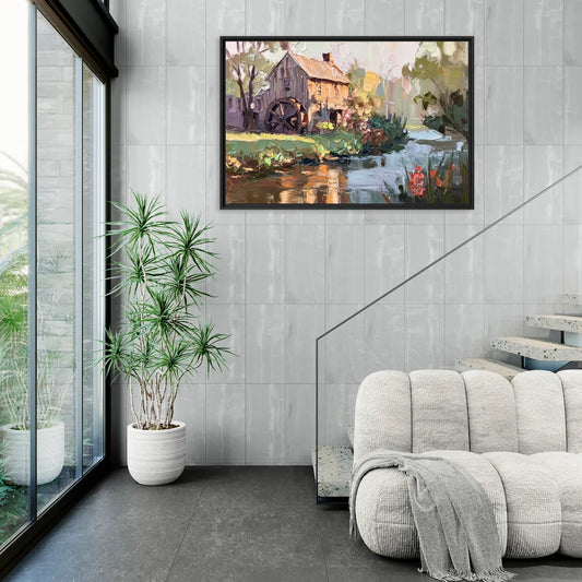 Rochester Flour Mill History - Living Room Black Frame Canvas