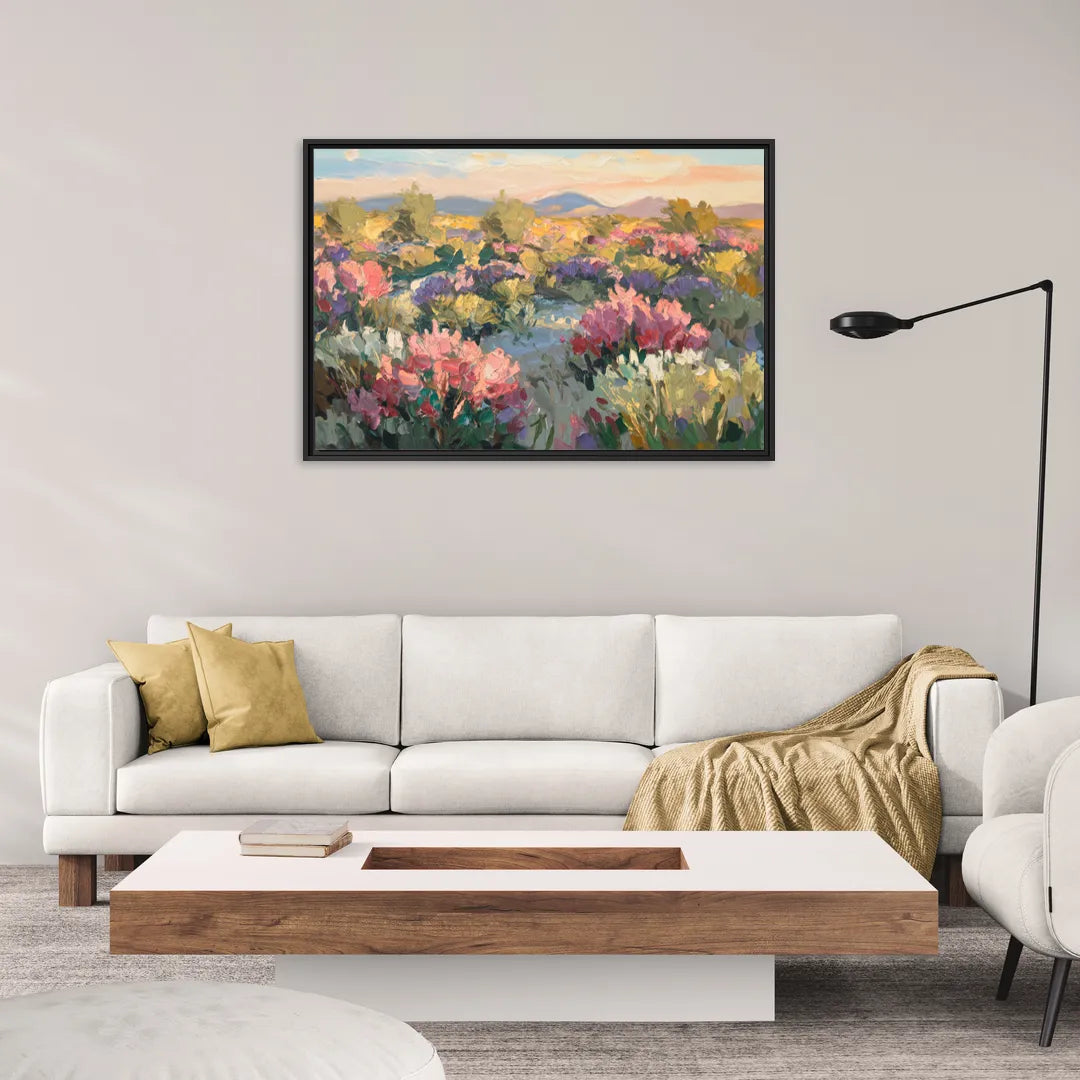 Tucson Wildflower Fields - Living Room Black Frame Canvas