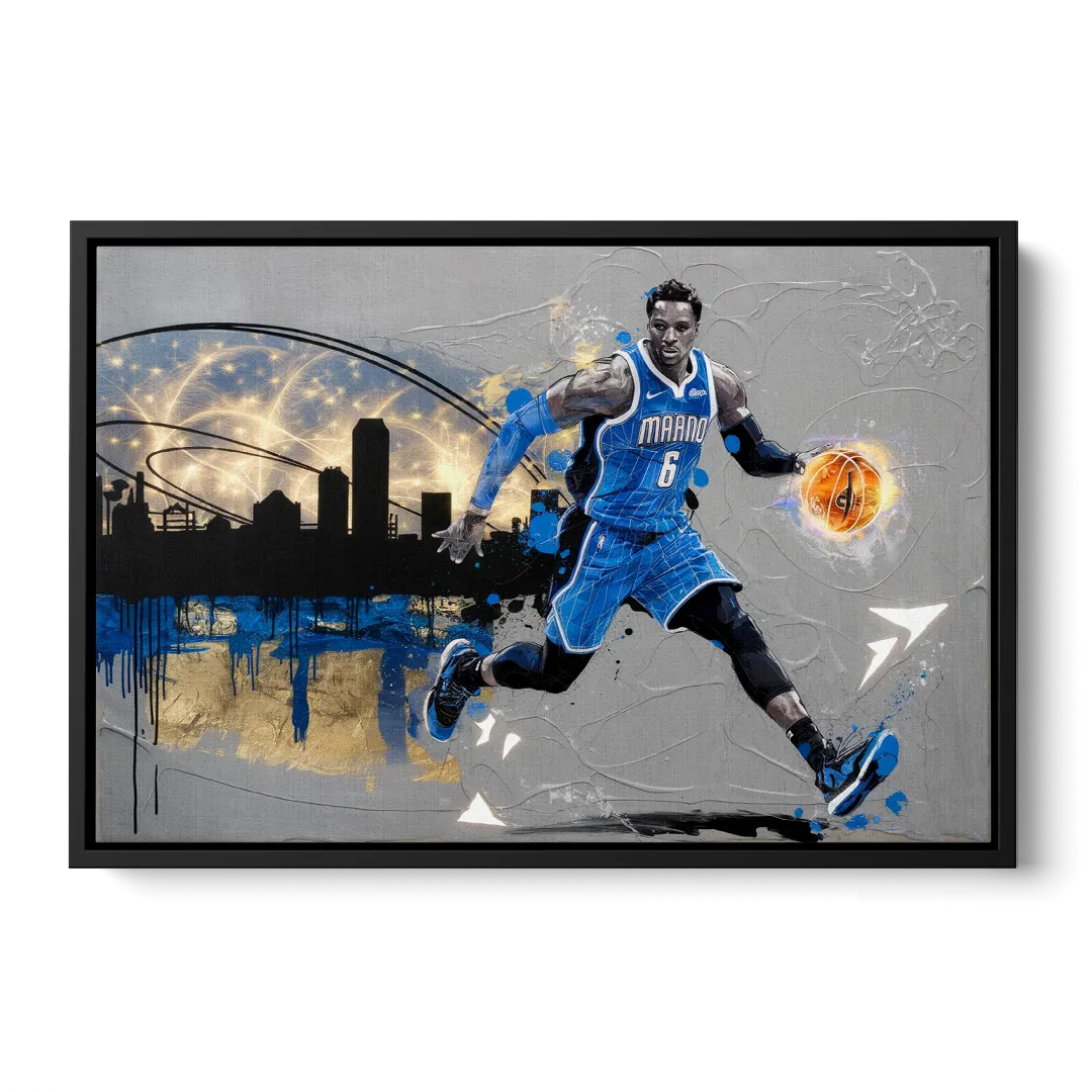 Orlando Magic Basketball Theme - Black Frame Canvas
