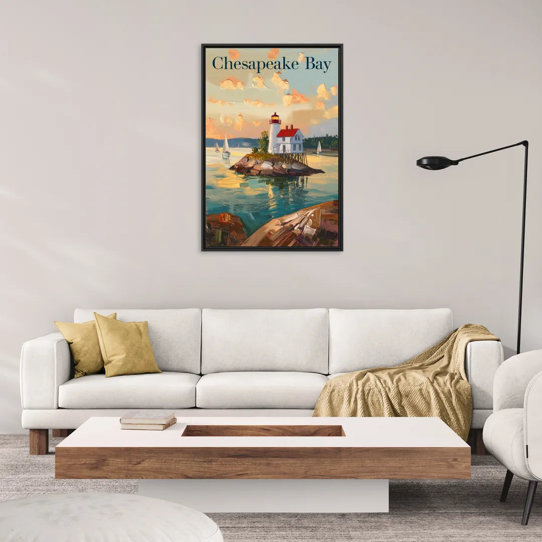 Chesapeake Bay Nautical Charm - Living Room Black Frame Canvas