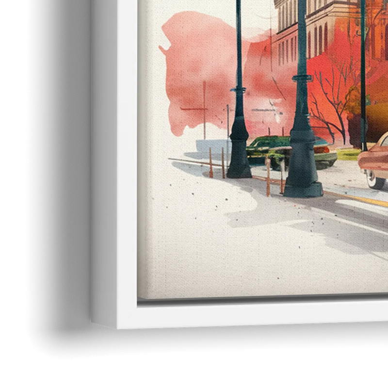 Buffalo Historic Downtown - Close-Up White Frame Canvas