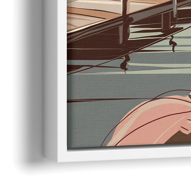 Bar Harbor New England Charm - Close-Up White Frame Canvas