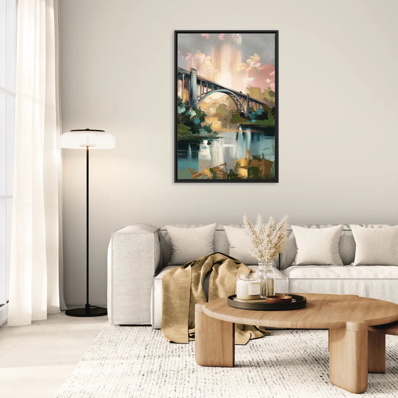 Augusta Iconic Bridge View - Living Room Black Frame Canvas