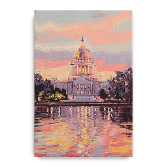 Madison Sunset Over Capitol - Canvas Wall Art