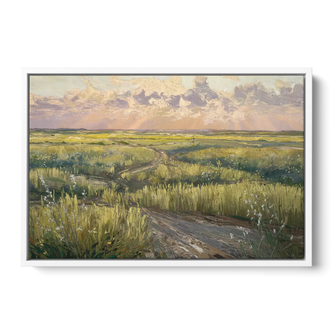 Lubbock Prairie Landscape - White Frame Canvas