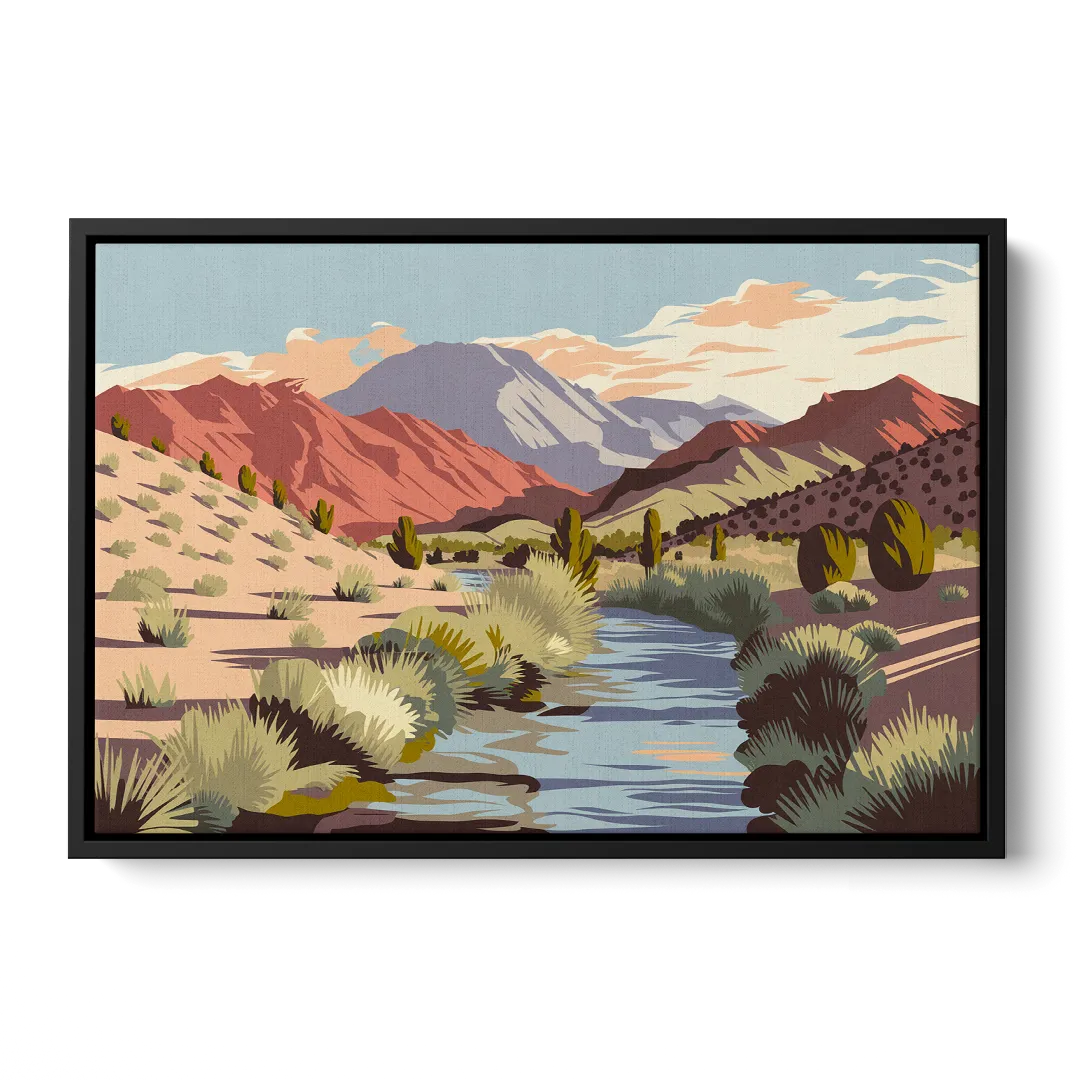 Santa Fe Mountain View - Black Frame Canvas