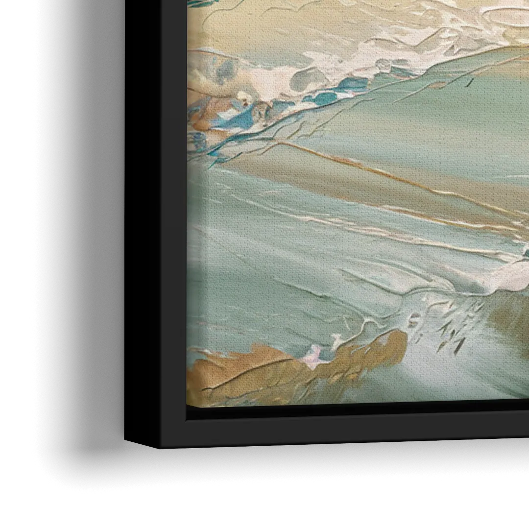 Seaside Shoreline Escape - Close-Up Black Frame Canvas