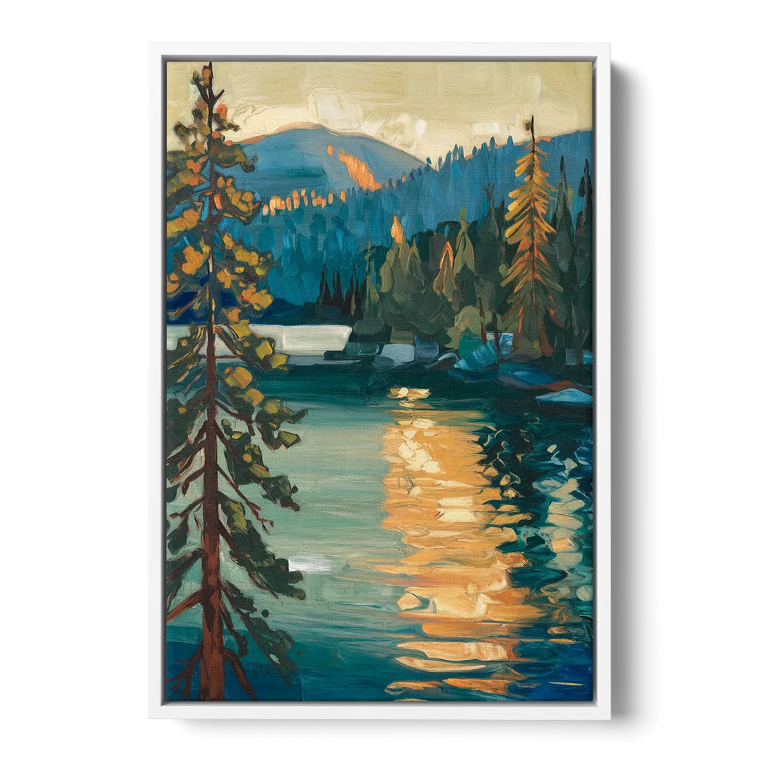 Lake Tahoe Forest Horizon - White Frame Canvas