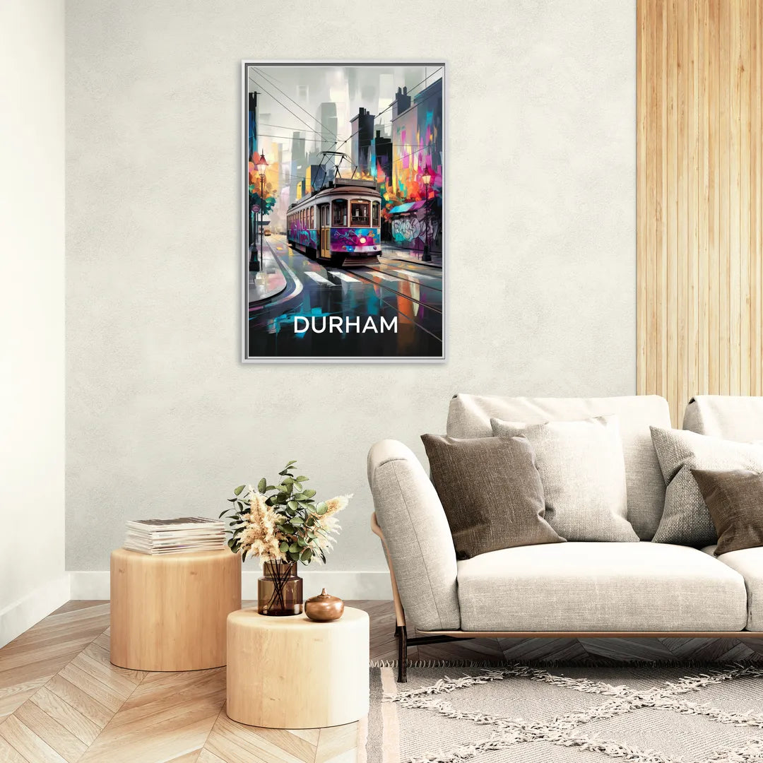Durham Street Art Vibes - Living Room White Frame Canvas