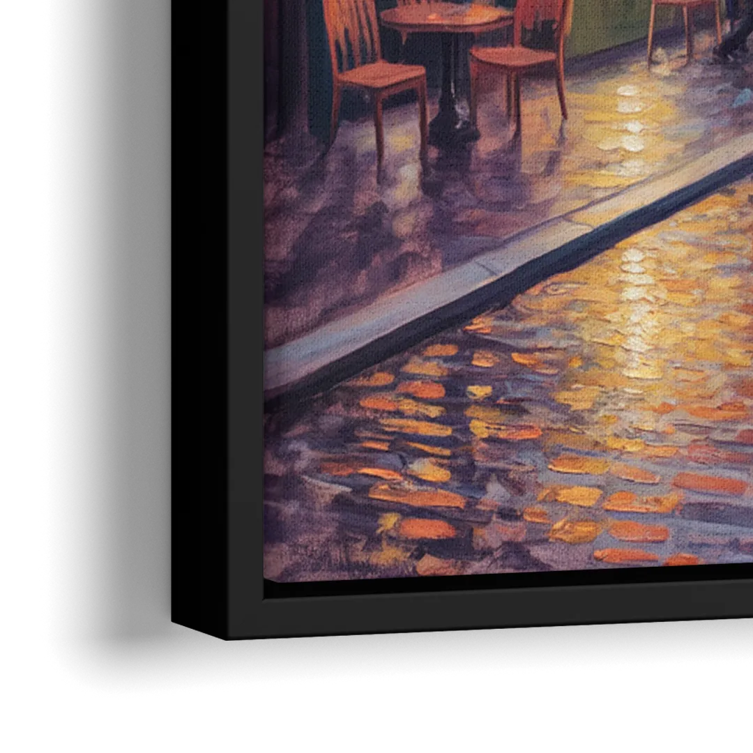 Old Montreal Streets - Close-Up Black Frame Canvas