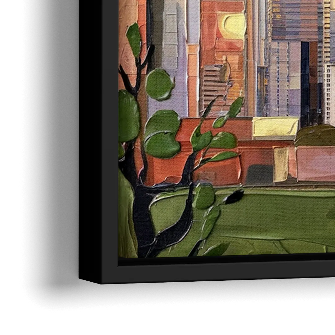 Seattle Downtown Skyline - Close-Up Black Frame Canvas