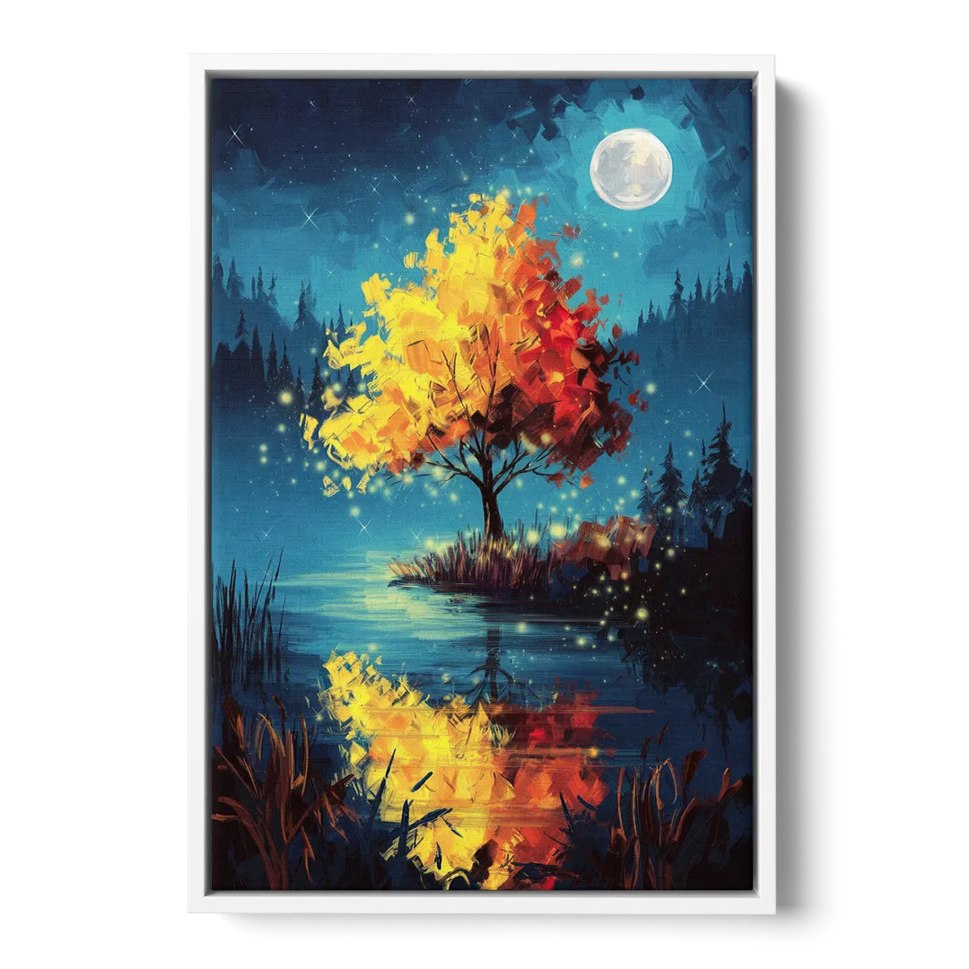 Charlotte Nighttime Glow - White Frame Canvas