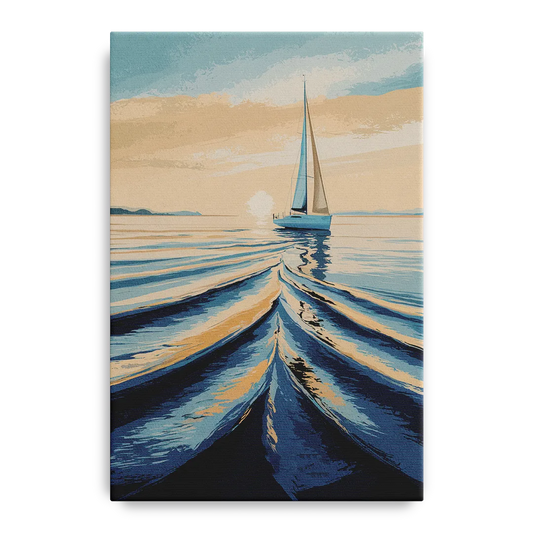Seaside Sailboat Horizon - Canvas Wall Art