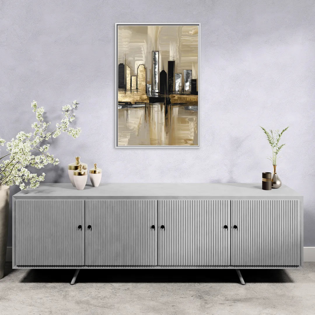 Houston Contemporary Design - Living Room White Frame Canvas