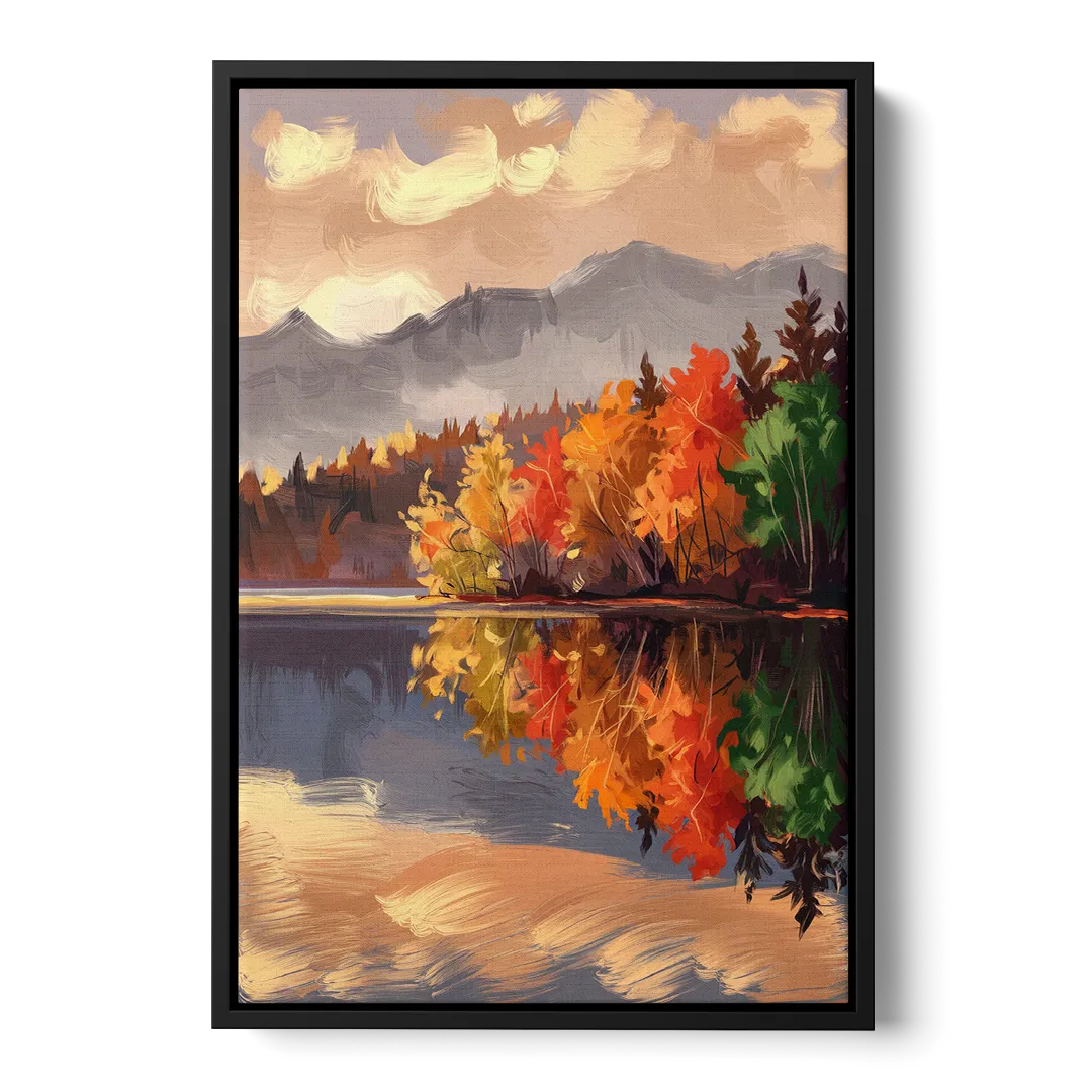 Lake Placid Scenic Reflections - Black Frame Canvas