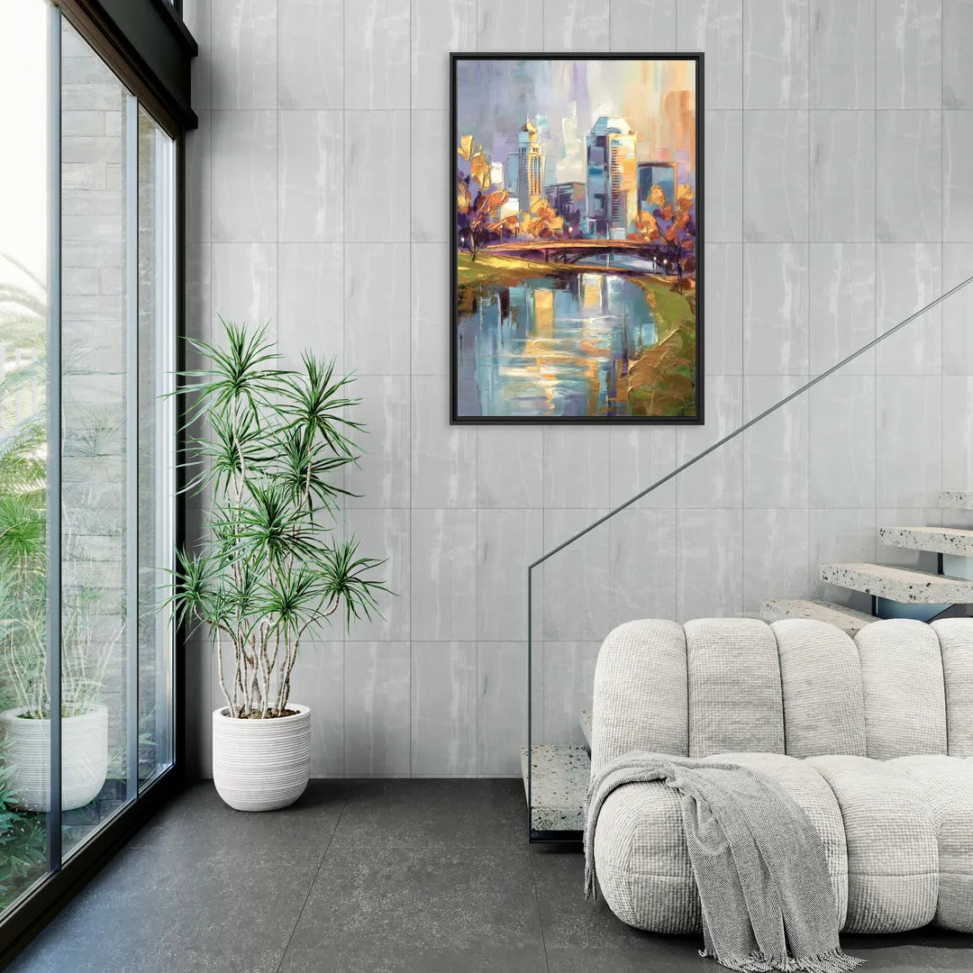 Louisville Waterfront Park - Living Room Black Frame Canvas