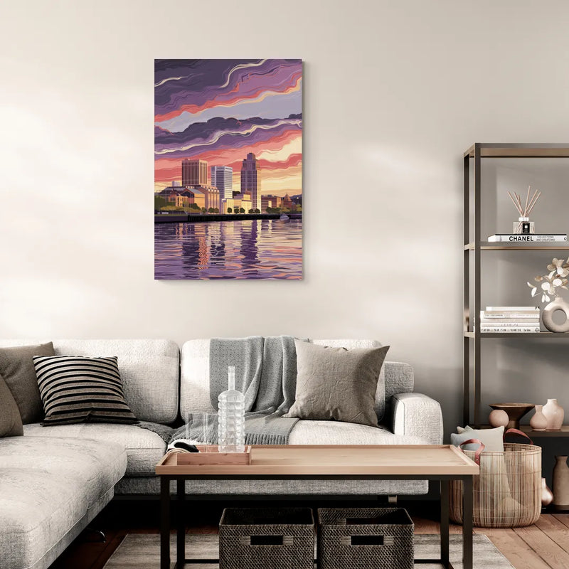 Norfolk Skyline at Sunset - Canvas Wall Art Living Room