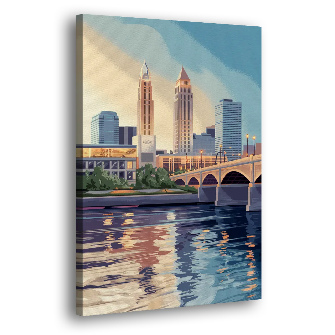 Cleveland Waterfront Views - Canvas Print Art Sides