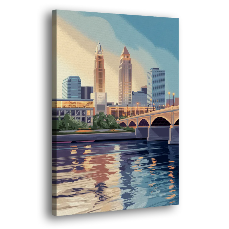 Cleveland Waterfront Views - Canvas Print Art Sides