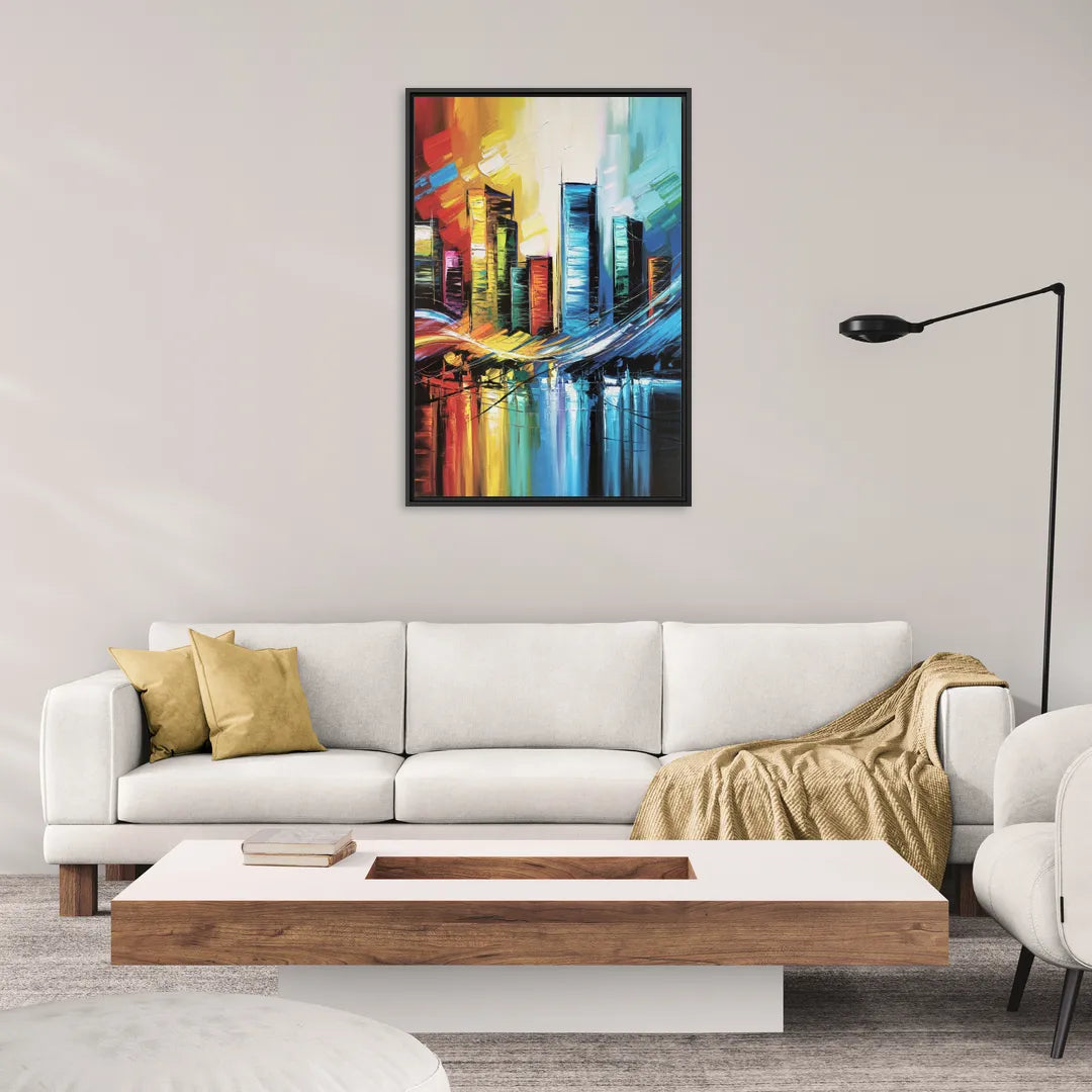 Houston Urban Energy - Living Room Black Frame Canvas