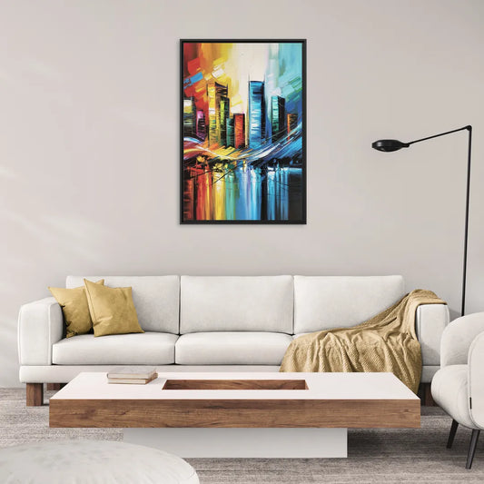 Houston Urban Energy - Living Room Black Frame Canvas