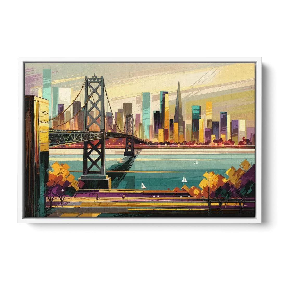 Oakland Downtown Vibes - White Frame Canvas