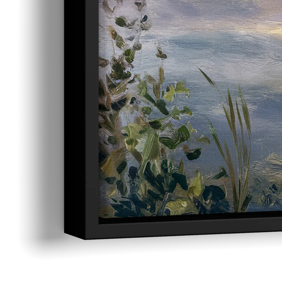 New Hope Waterfront Serenity - Close-Up Black Frame Canvas