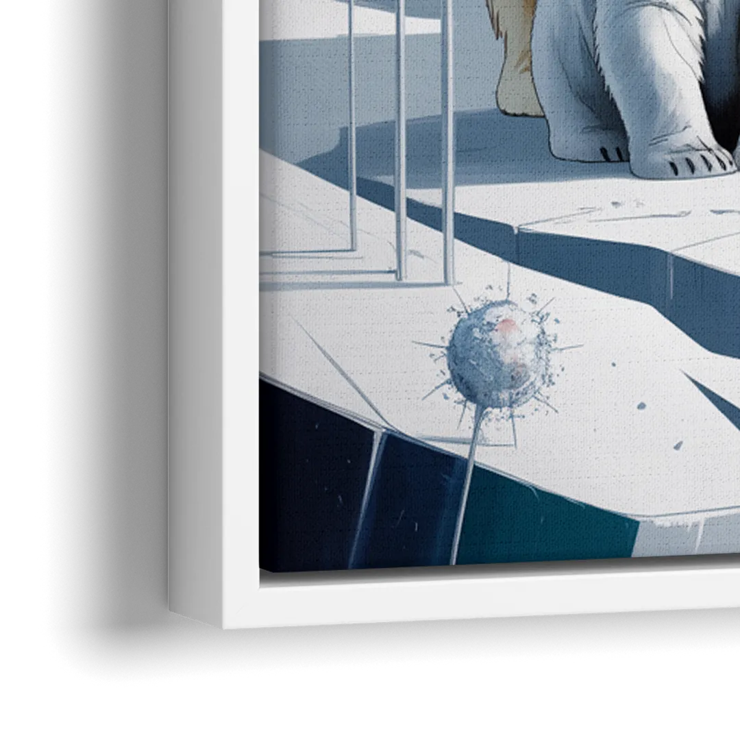 Polar Bear Majesty - Close-Up White Frame Canvas