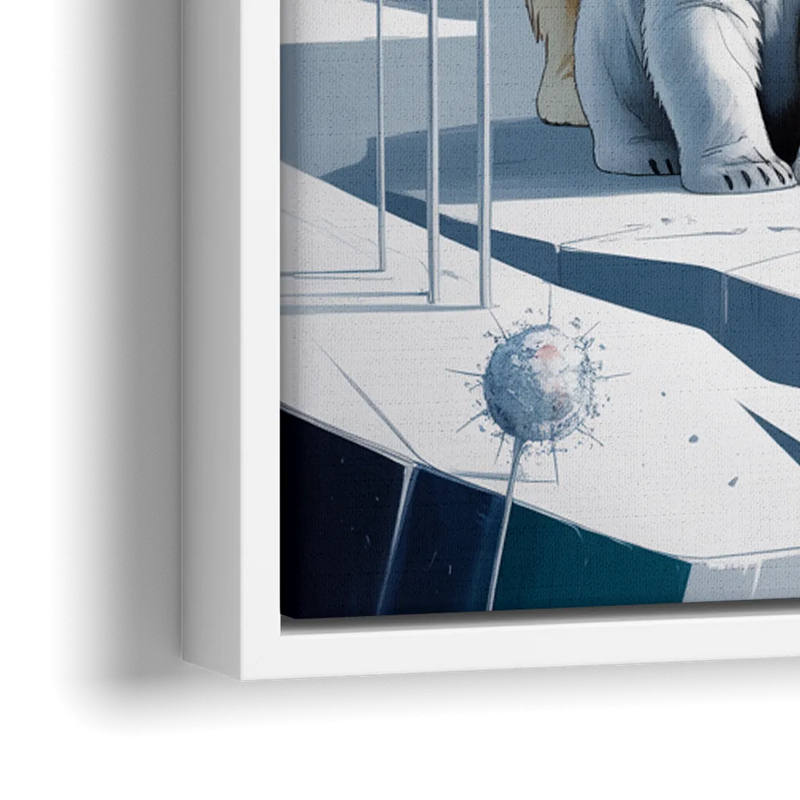 Polar Bear Majesty - Close-Up White Frame Canvas