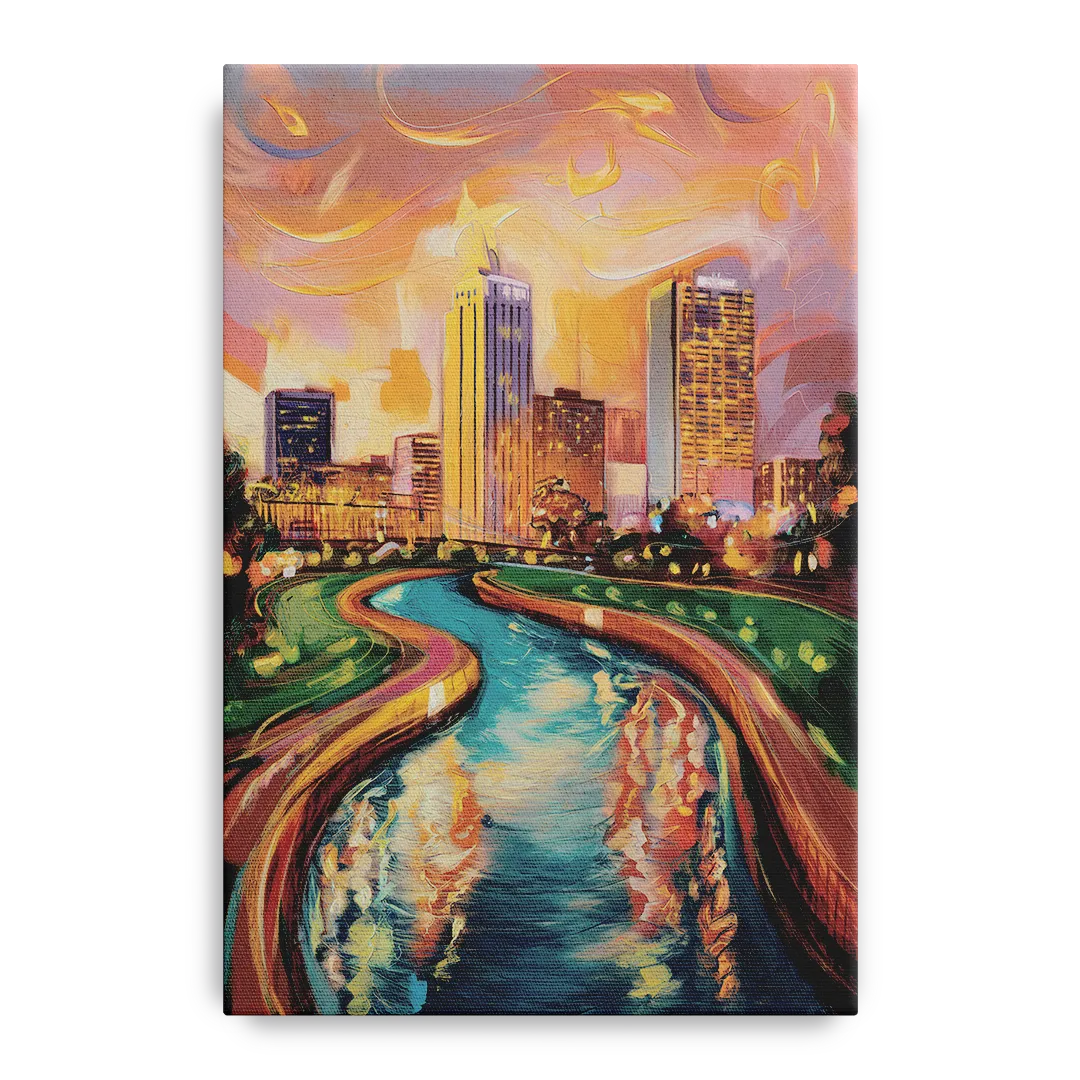 Oklahoma City Bricktown Canal - Canvas Wall Art