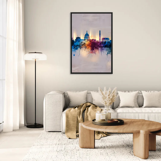 Washington Cityscapes - Living Room Black Frame Canvas