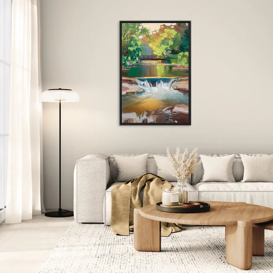 Greenville Reedy River Views - Living Room Black Frame Canvas