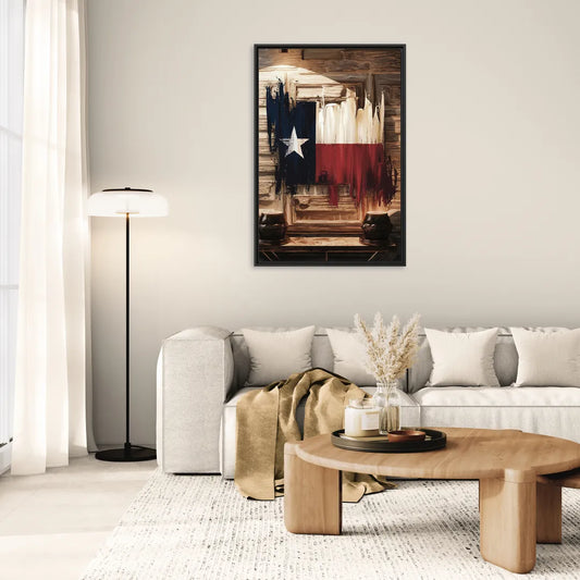 Dallas Texas Flag - Living Room Black Frame Canvas