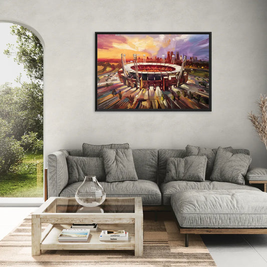 Kansas City Chiefs Stadium - Living Room Black Frame Canvas