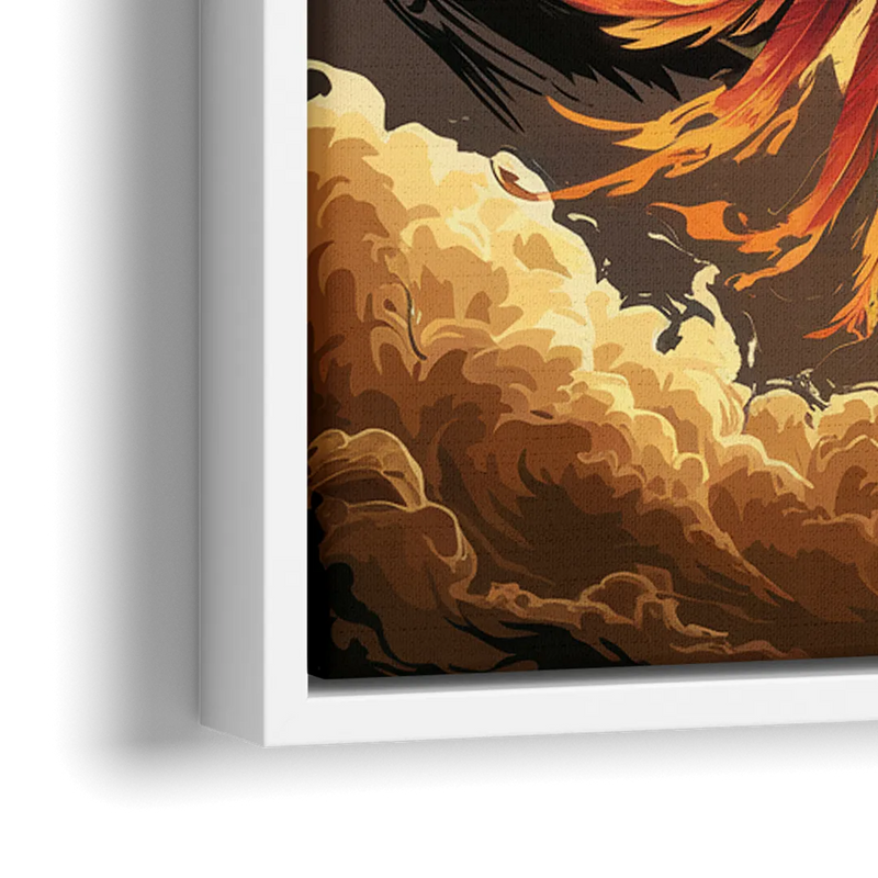 Phoenix Bird Abstract Artwork - Close-Up White Frame Canvas