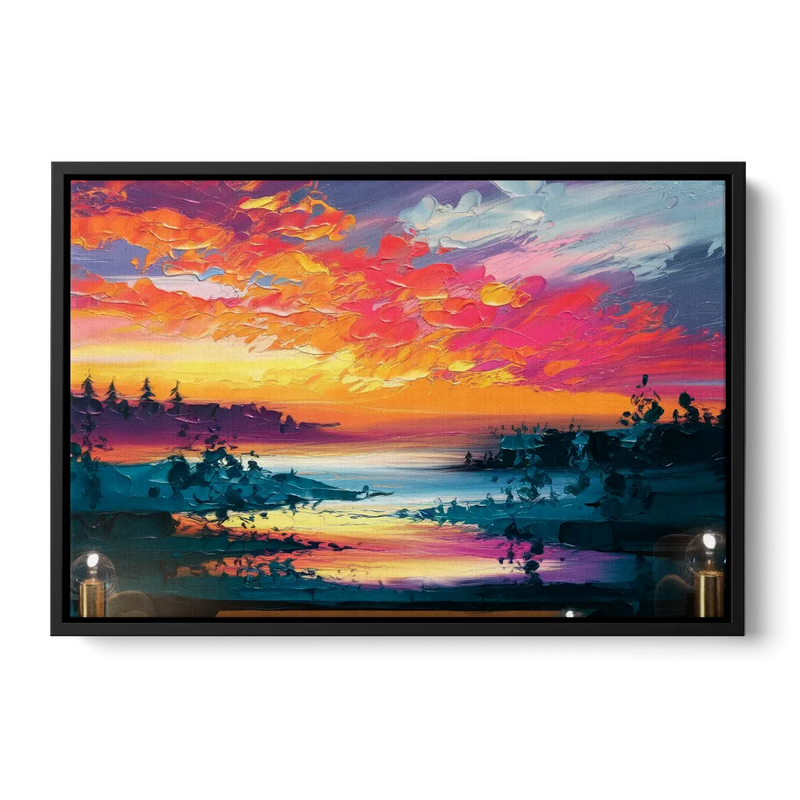 Mckinney Vibrant Sunset - Black Frame Canvas