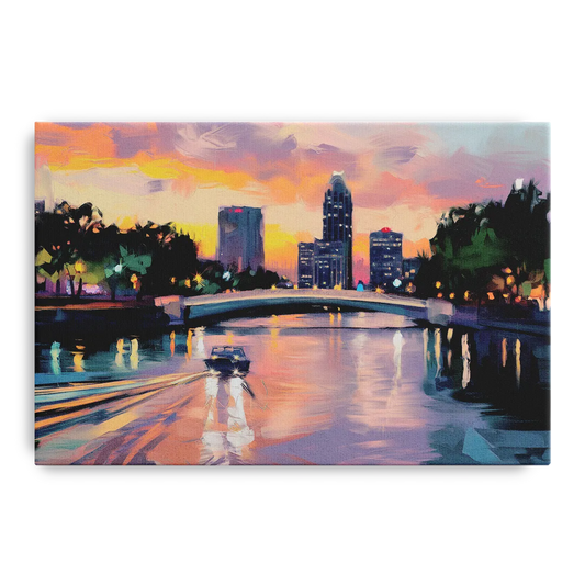 Tampa Riverwalk Evening Glow - Canvas Wall Art
