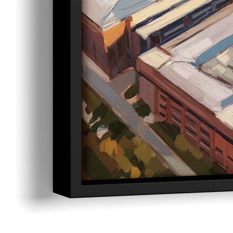 Cincinnati University Campus Highlights - Close-Up Black Frame Canvas