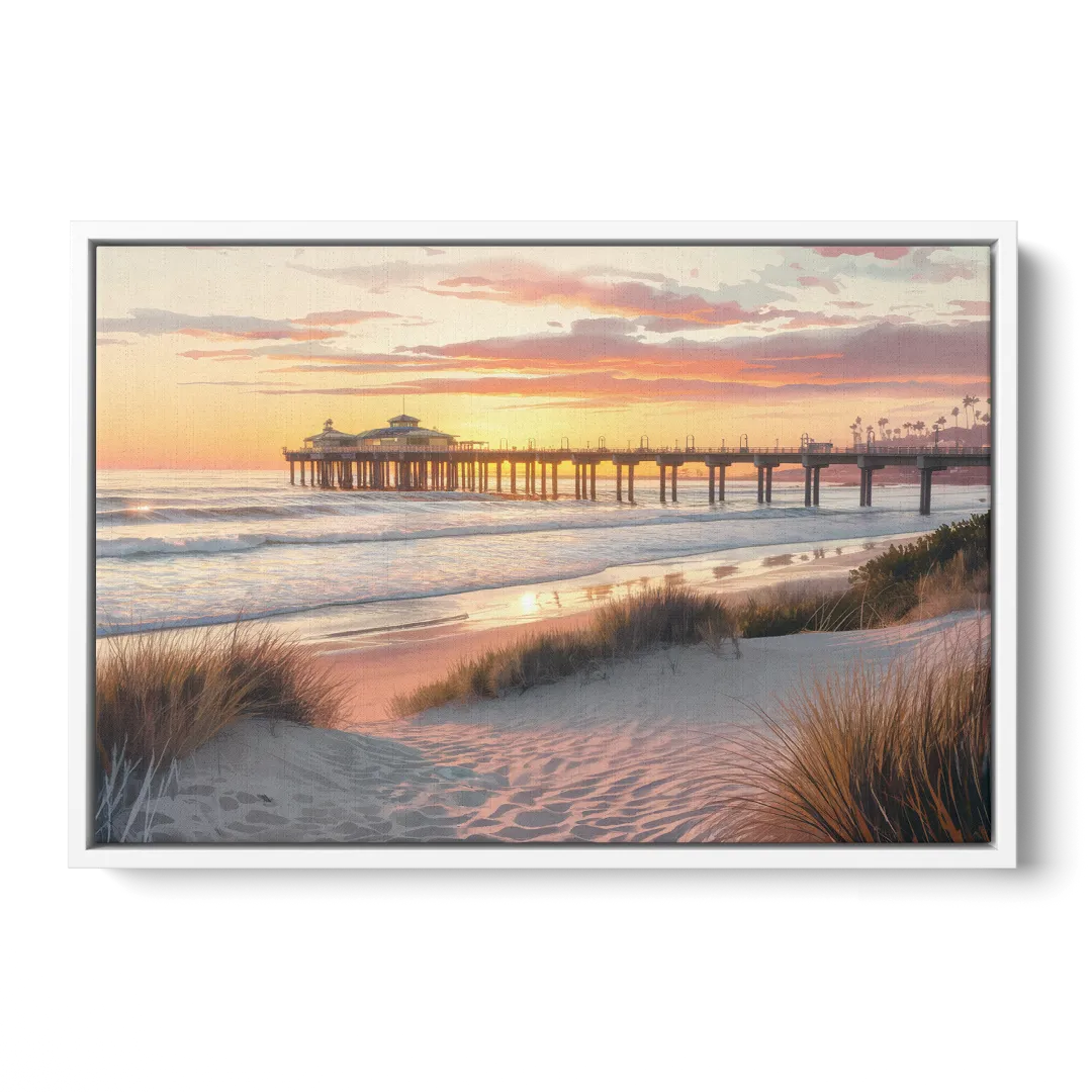 Huntington Beach Coastal Vibes - White Frame Canvas