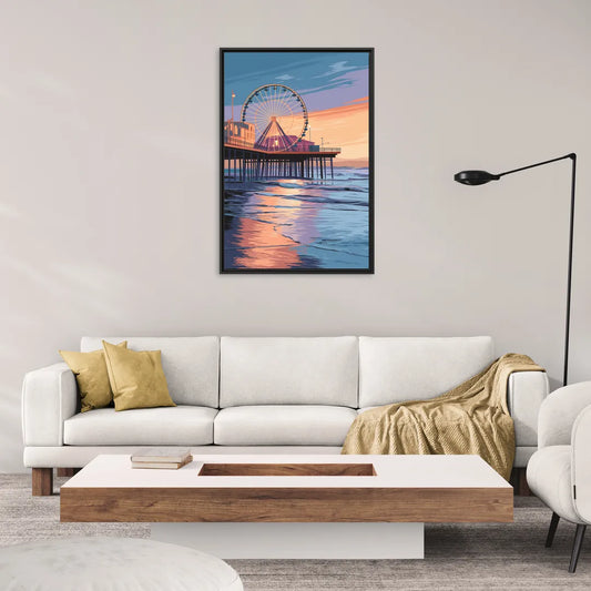 Los Angeles Santa Monica Pier - Living Room Black Frame Canvas