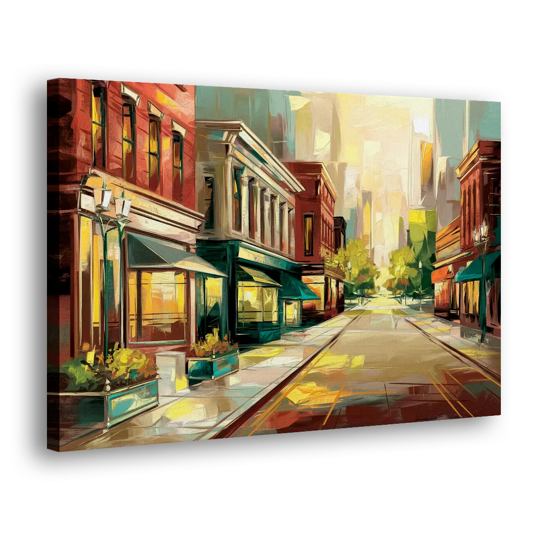 Greensboro Downtown Streetscape - Canvas Print Art Sides