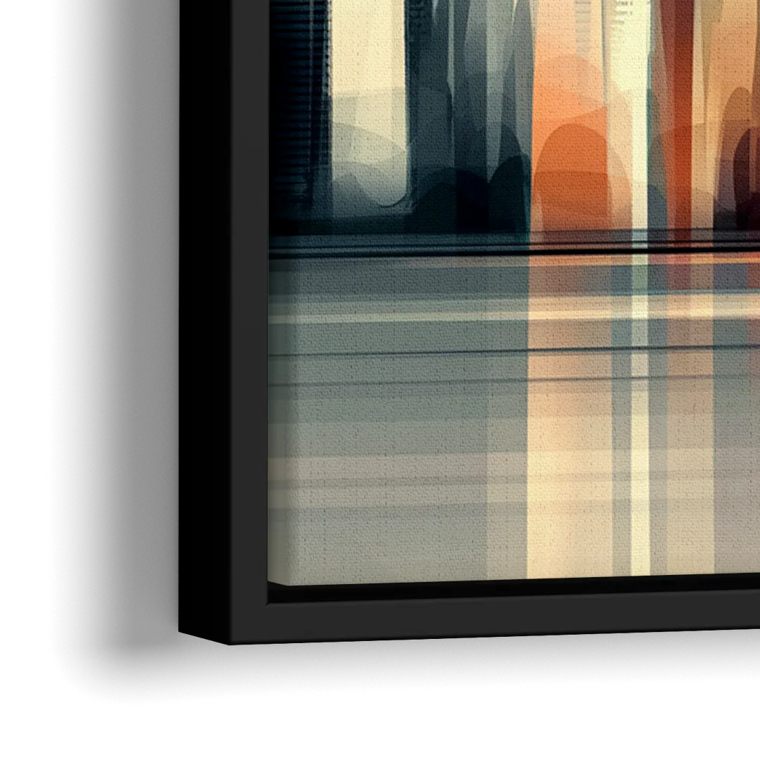 Seattle Urban Landscape - Close-Up Black Frame Canvas