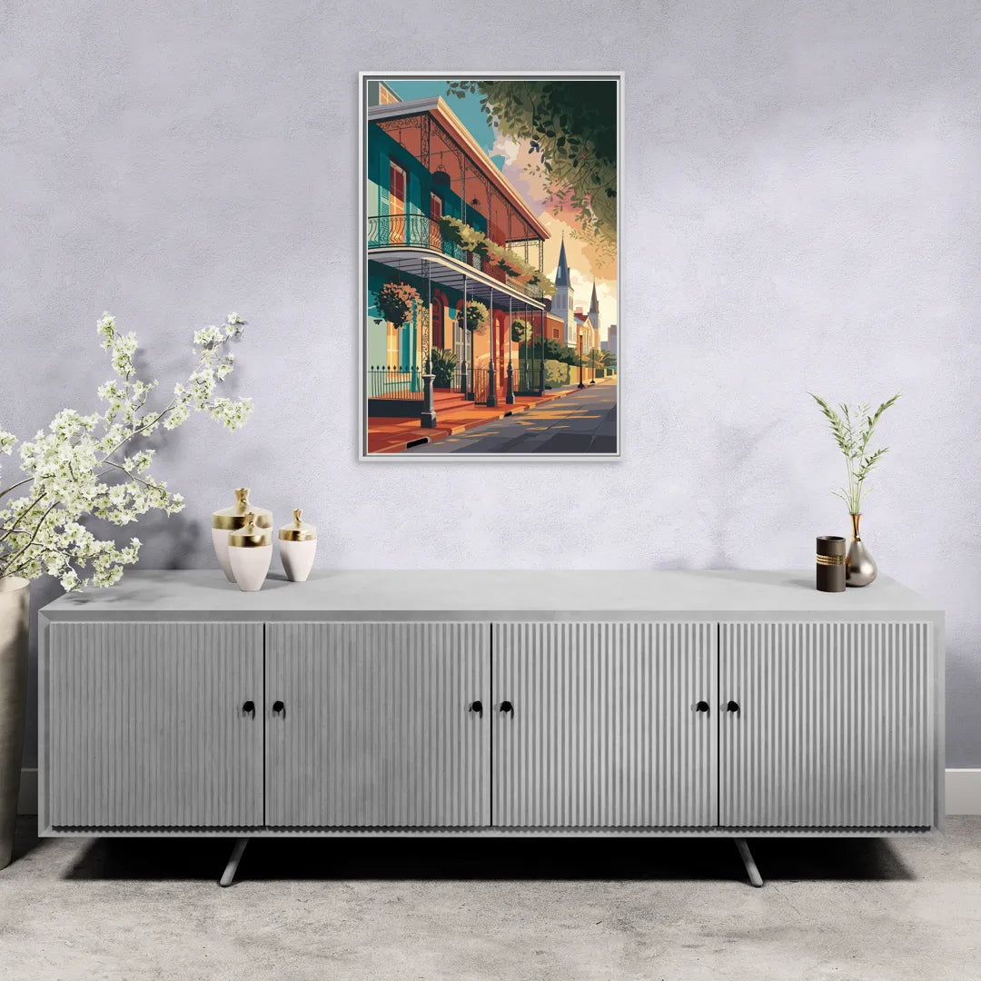 New Orleans Historic Architecture - Living Room White Frame Canvas