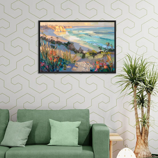 La Jolla Pacific Blues - Living Room Black Frame Canvas