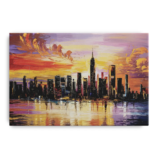 New York City Skyline At Sunset - Canvas Wall Art