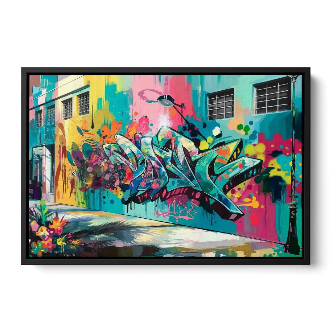 Miami Wynwood Murals - Black Frame Canvas